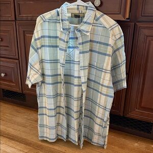 NATURAL LIFE Blue and Cream Plaid Casual Shirt